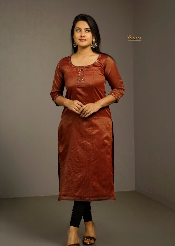 VISCOSE ORGANZA SLITTED KURTI YD10380