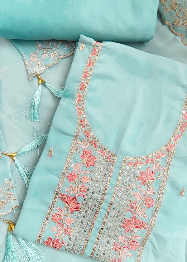 FLORAL EMBROIDERED GEORGETTE UNSTITCHED SALWAR SUIT YD10368
