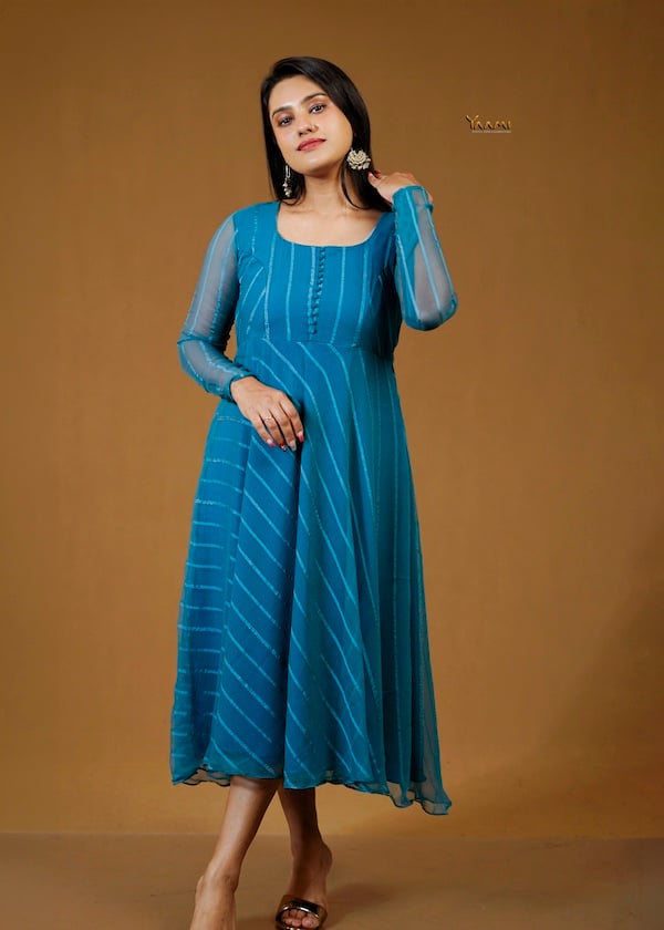 STRIPED FLARED ANARKALI KURTI  YD10377