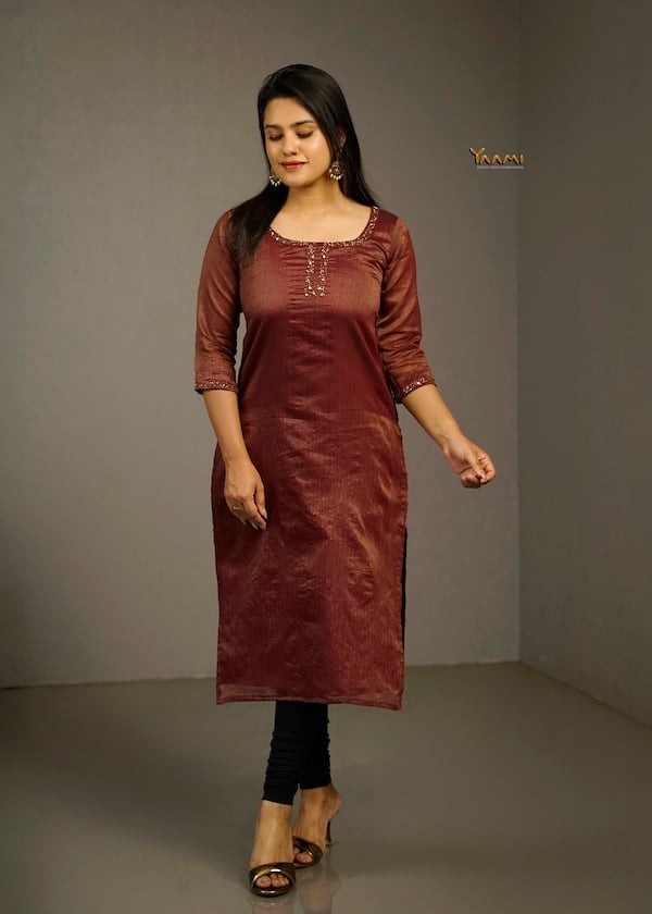 VISCOSE ORGANZA SLITTED KURTI YD10380
