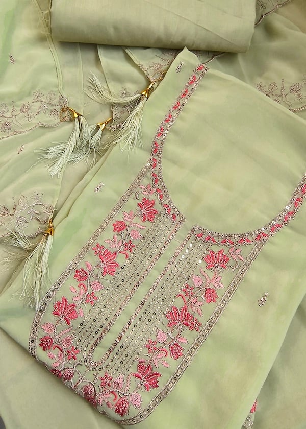 FLORAL EMBROIDERED GEORGETTE UNSTITCHED SALWAR SUIT YD10368