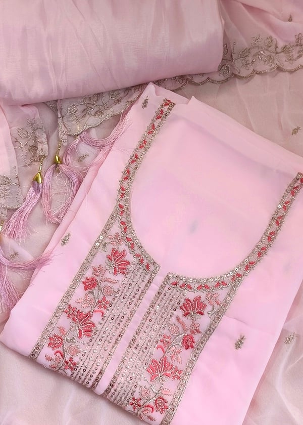 FLORAL EMBROIDERED GEORGETTE UNSTITCHED SALWAR SUIT YD10368