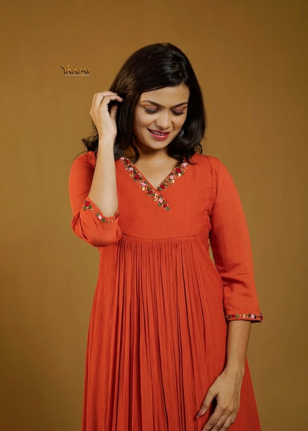 HANDWORKED CORAL KURTI YD10379