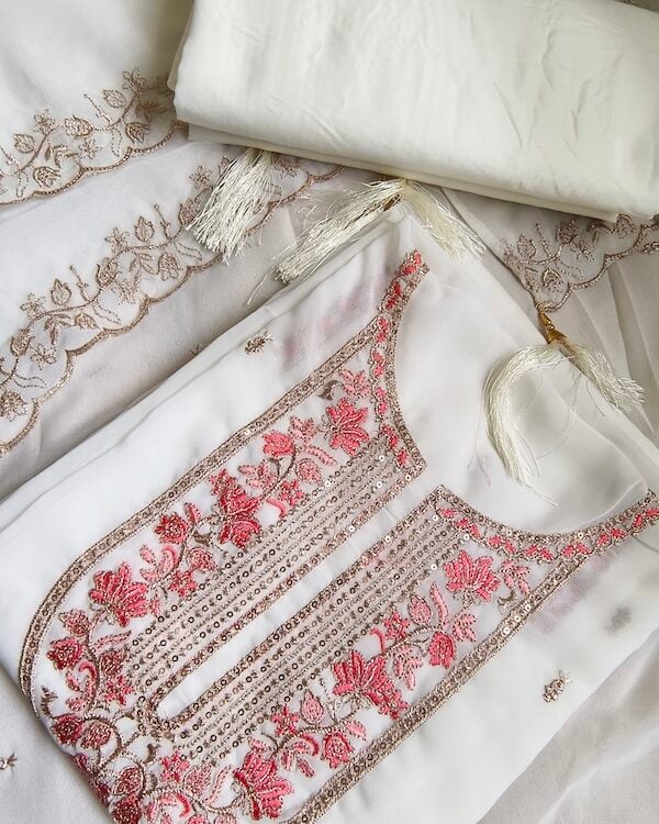 FLORAL EMBROIDERED GEORGETTE UNSTITCHED SALWAR SUIT YD10368