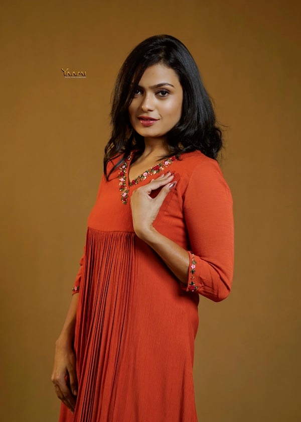 HANDWORKED CORAL KURTI YD10379